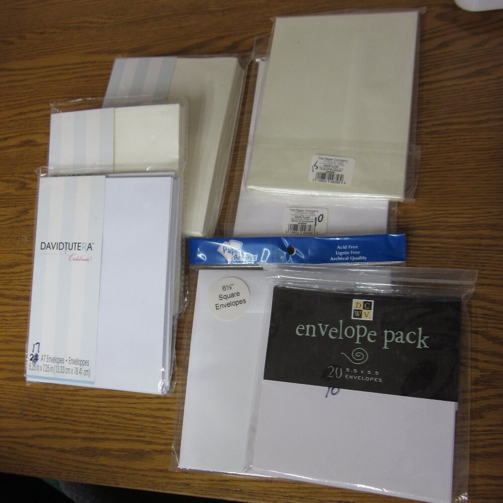130pc Envelopes White Ivory 5x7 and Squares Card Making